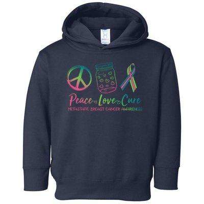 Peace Love Cure Metastatic Breast Cancer Awareness Toddler Hoodie