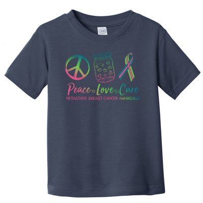 Peace Love Cure Metastatic Breast Cancer Awareness Toddler T-Shirt