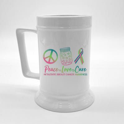 Peace Love Cure Metastatic Breast Cancer Awareness Beer Stein