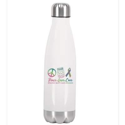 Peace Love Cure Metastatic Breast Cancer Awareness Stainless Steel Insulated Water Bottle