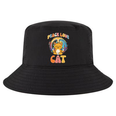 Peace Love Cat Feline Hippie Yoga Funny Meditation Humor Cool Comfort Performance Bucket Hat