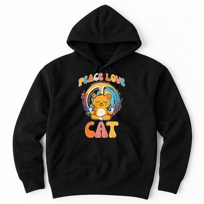 Peace Love Cat Feline Hippie Yoga Funny Meditation Humor Hoodie