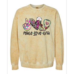 Peace Love Cna Leopard Heart Stethoscope Nursing Nurse Life Colorblast Crewneck Sweatshirt