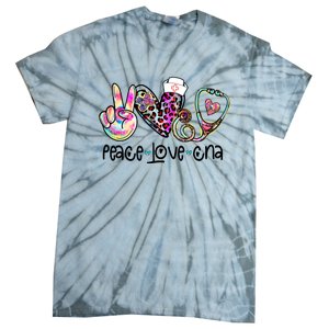 Peace Love Cna Leopard Heart Stethoscope Nursing Nurse Life Tie-Dye T-Shirt