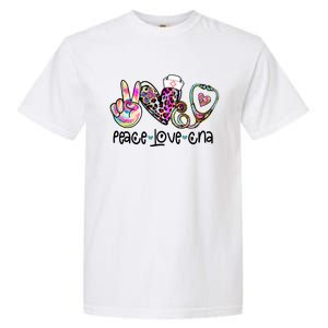 Peace Love Cna Leopard Heart Stethoscope Nursing Nurse Life Garment-Dyed Heavyweight T-Shirt