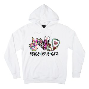 Peace Love Cna Leopard Heart Stethoscope Nursing Nurse Life Hoodie