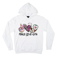 Peace Love Cna Leopard Heart Stethoscope Nursing Nurse Life Hoodie