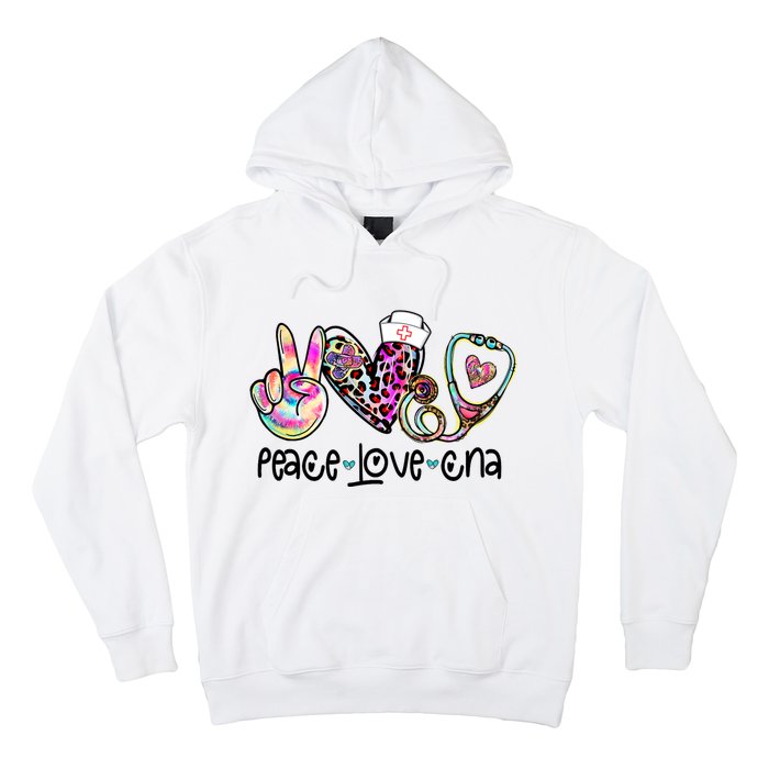 Peace Love Cna Leopard Heart Stethoscope Nursing Nurse Life Hoodie