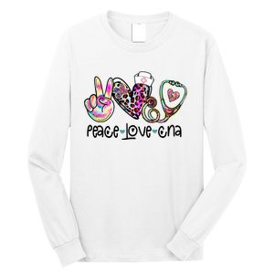 Peace Love Cna Leopard Heart Stethoscope Nursing Nurse Life Long Sleeve Shirt