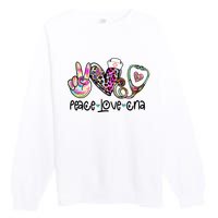 Peace Love Cna Leopard Heart Stethoscope Nursing Nurse Life Premium Crewneck Sweatshirt