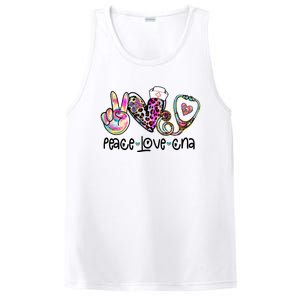 Peace Love Cna Leopard Heart Stethoscope Nursing Nurse Life PosiCharge Competitor Tank