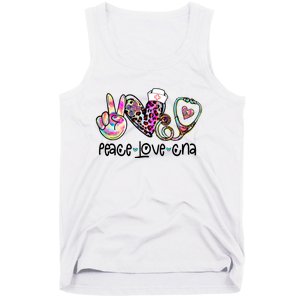 Peace Love Cna Leopard Heart Stethoscope Nursing Nurse Life Tank Top