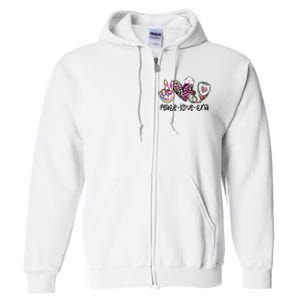 Peace Love Cna Leopard Heart Stethoscope Nursing Nurse Life Full Zip Hoodie