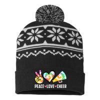 Peace Love Cheer Cheerleading Tie Dye Cheerleader Gift USA-Made Snowflake Beanie