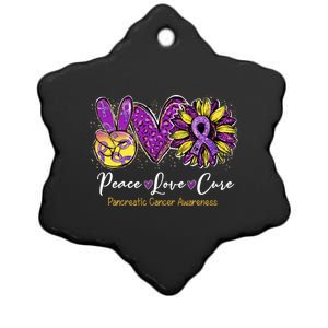 Peace Love Cure Sunflower Pancreatic Cancer Awareness Gift Ceramic Star Ornament