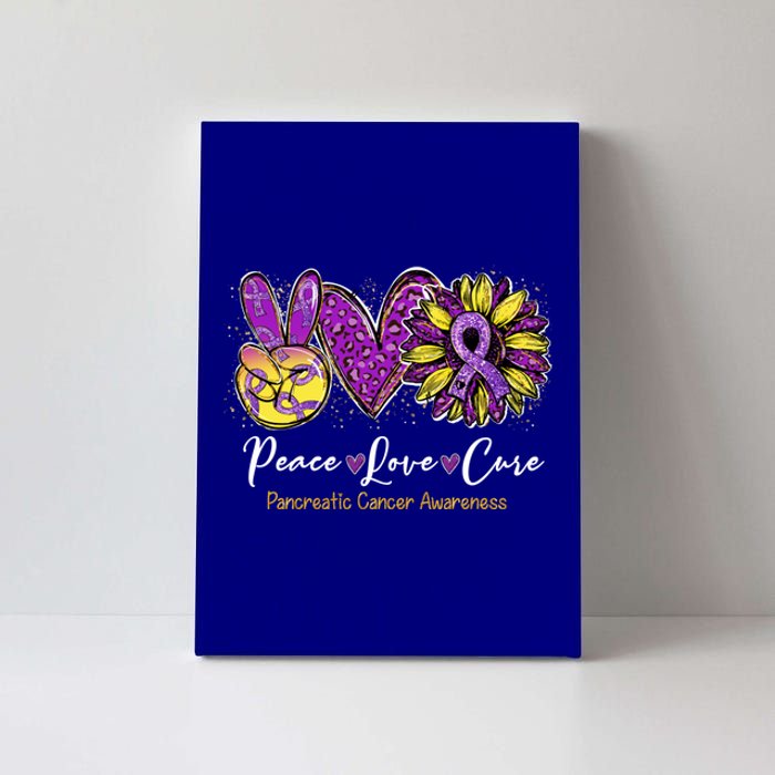 Peace Love Cure Sunflower Pancreatic Cancer Awareness Gift Canvas