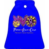 Peace Love Cure Sunflower Pancreatic Cancer Awareness Gift Ceramic Bell Ornament