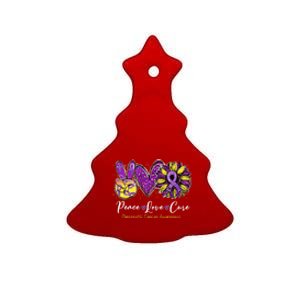 Peace Love Cure Sunflower Pancreatic Cancer Awareness Gift Ceramic Tree Ornament