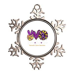 Peace Love Cure Sunflower Pancreatic Cancer Awareness Gift Metallic Star Ornament