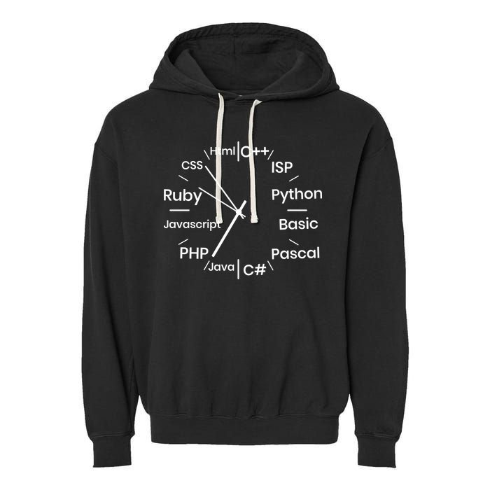 Programming Language Clock Computer Phyton Java Ruby C++ Garment-Dyed Fleece Hoodie
