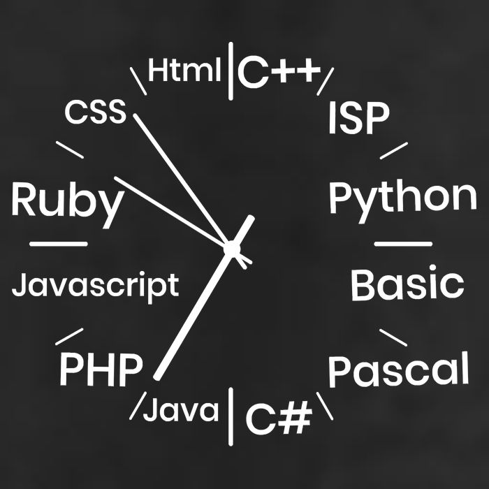 Programming Language Clock Computer Phyton Java Ruby C++ Garment-Dyed Heavyweight T-Shirt