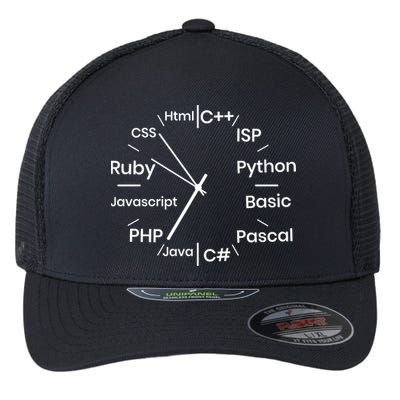 Programming Language Clock Computer Phyton Java Ruby C++ Flexfit Unipanel Trucker Cap