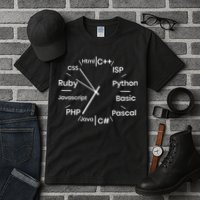 Programming Language Clock Computer Phyton Java Ruby C++ Tall T-Shirt