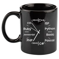 Programming Language Clock Computer Phyton Java Ruby C++ 11oz C Handle Ceramic Mug