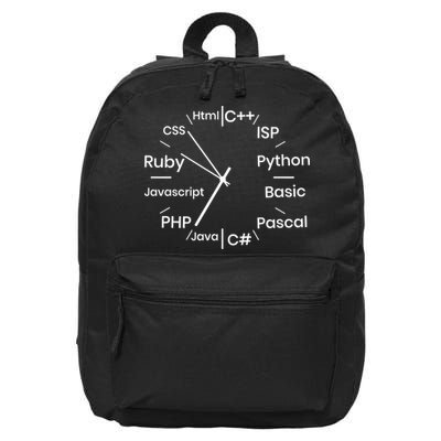 Programming Language Clock Computer Phyton Java Ruby C++ 16 in Basic Backpack