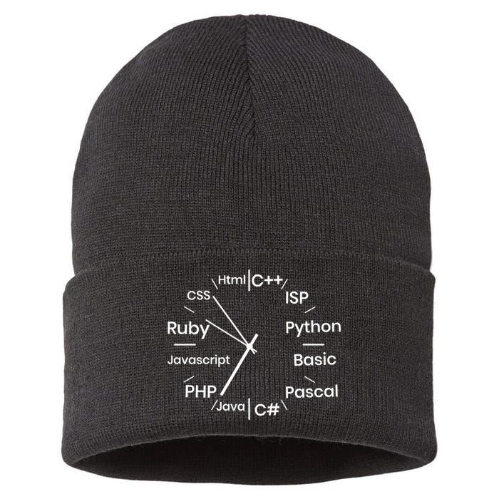 Programming Language Clock Computer Phyton Java Ruby C++ Sustainable Knit Beanie