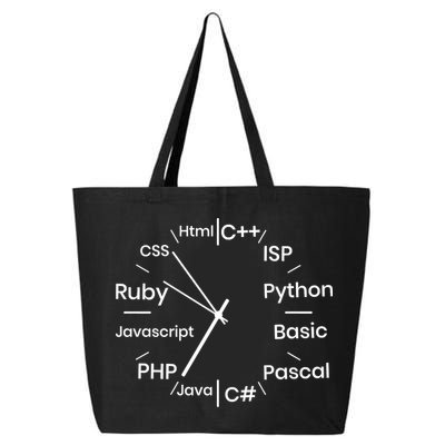 Programming Language Clock Computer Phyton Java Ruby C++ 25L Jumbo Tote