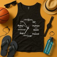 Programming Language Clock Computer Phyton Java Ruby C++ Tank Top