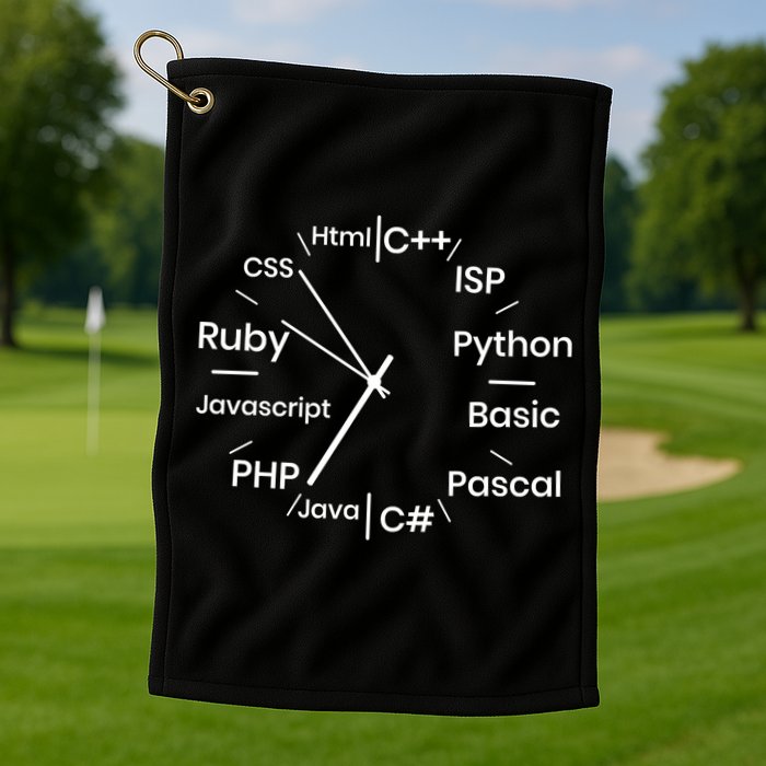 Programming Language Clock Computer Phyton Java Ruby C++ Golf Towel