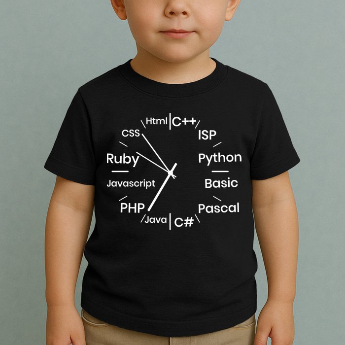Programming Language Clock Computer Phyton Java Ruby C++ Toddler T-Shirt