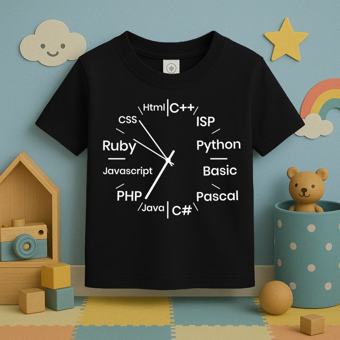 Programming Language Clock Computer Phyton Java Ruby C++ Toddler T-Shirt