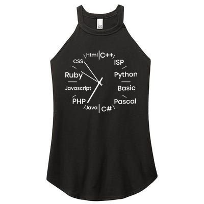Programming Language Clock Computer Phyton Java Ruby C++ Women's Perfect Tri Rocker Tank