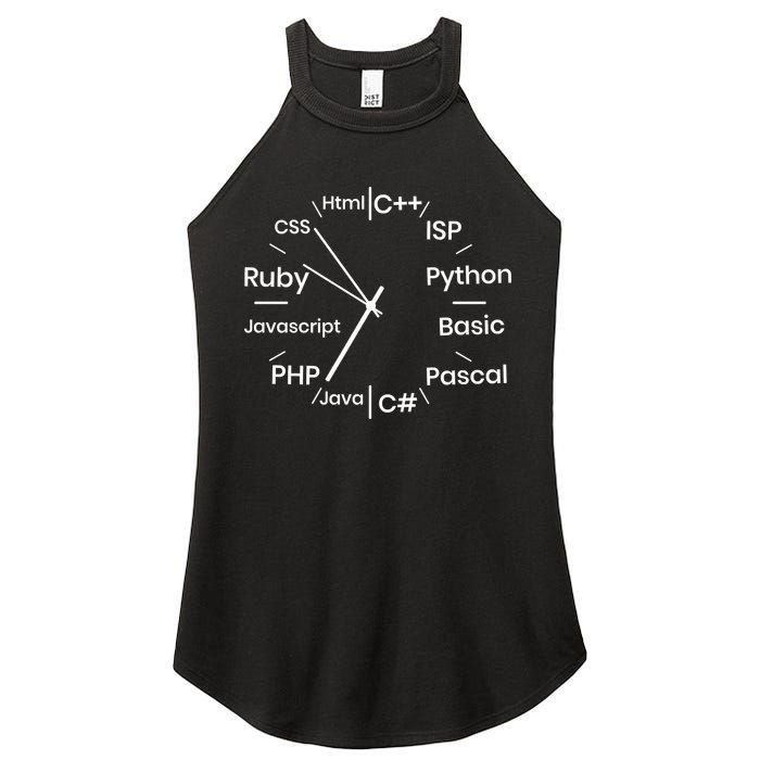Programming Language Clock Computer Phyton Java Ruby C++ Women's Perfect Tri Rocker Tank