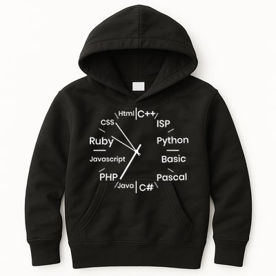Programming Language Clock Computer Phyton Java Ruby C++ Kids Hoodie