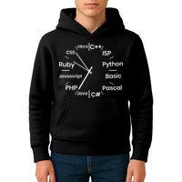 Programming Language Clock Computer Phyton Java Ruby C++ Kids Hoodie