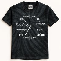 Programming Language Clock Computer Phyton Java Ruby C++ Kids Tie-Dye T-Shirt