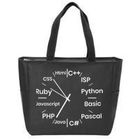 Programming Language Clock Computer Phyton Java Ruby C++ Zip Tote Bag