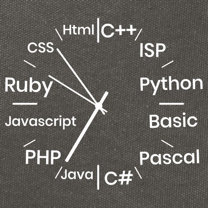 Programming Language Clock Computer Phyton Java Ruby C++ Cotton Canvas Backpack