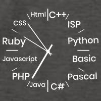 Programming Language Clock Computer Phyton Java Ruby C++ Vector Backpack