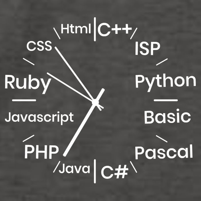 Programming Language Clock Computer Phyton Java Ruby C++ Vector Backpack