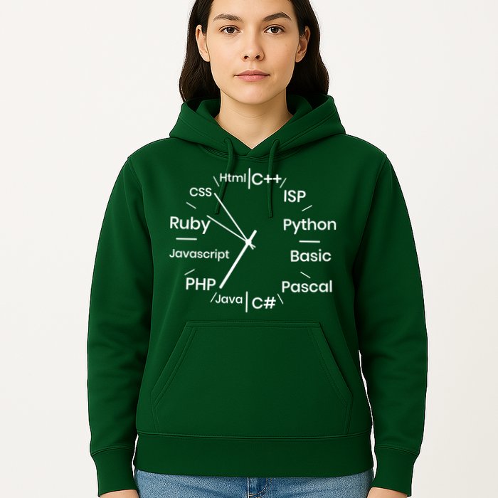 Programming Language Clock Computer Phyton Java Ruby C++ Hoodie