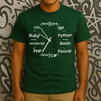 Programming Language Clock Computer Phyton Java Ruby C++ T-Shirt