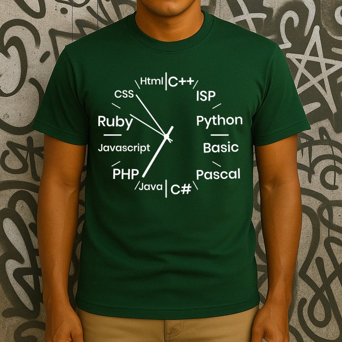 Programming Language Clock Computer Phyton Java Ruby C++ T-Shirt