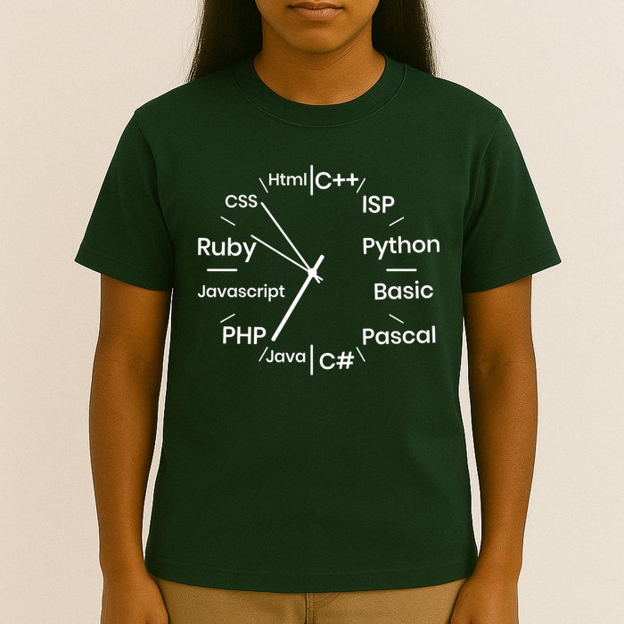 Programming Language Clock Computer Phyton Java Ruby C++ T-Shirt