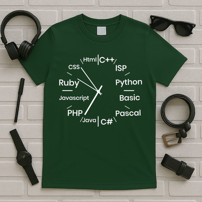 Programming Language Clock Computer Phyton Java Ruby C++ T-Shirt