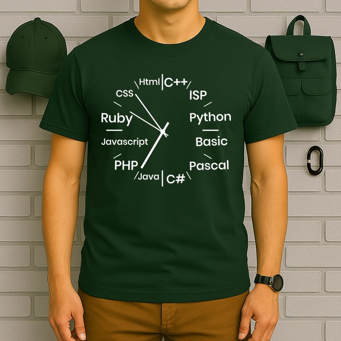 Programming Language Clock Computer Phyton Java Ruby C++ T-Shirt